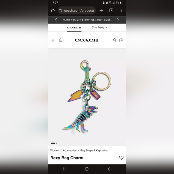 Coach 54993 Anodized TRex T-Rex Rexy Bag Charm Key Fob OIL SLICK Hologram NWOT - Picture 8 of 8